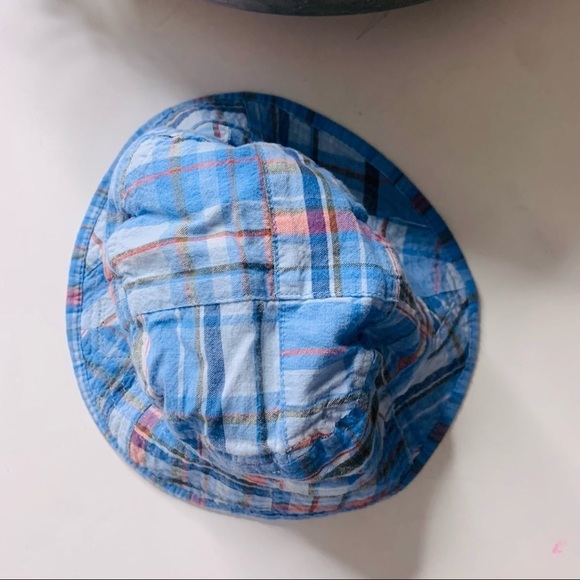 Children’s Place Infant 18 to 24 months Plaid blue bucket hat cotton reversible - Picture 3 of 6